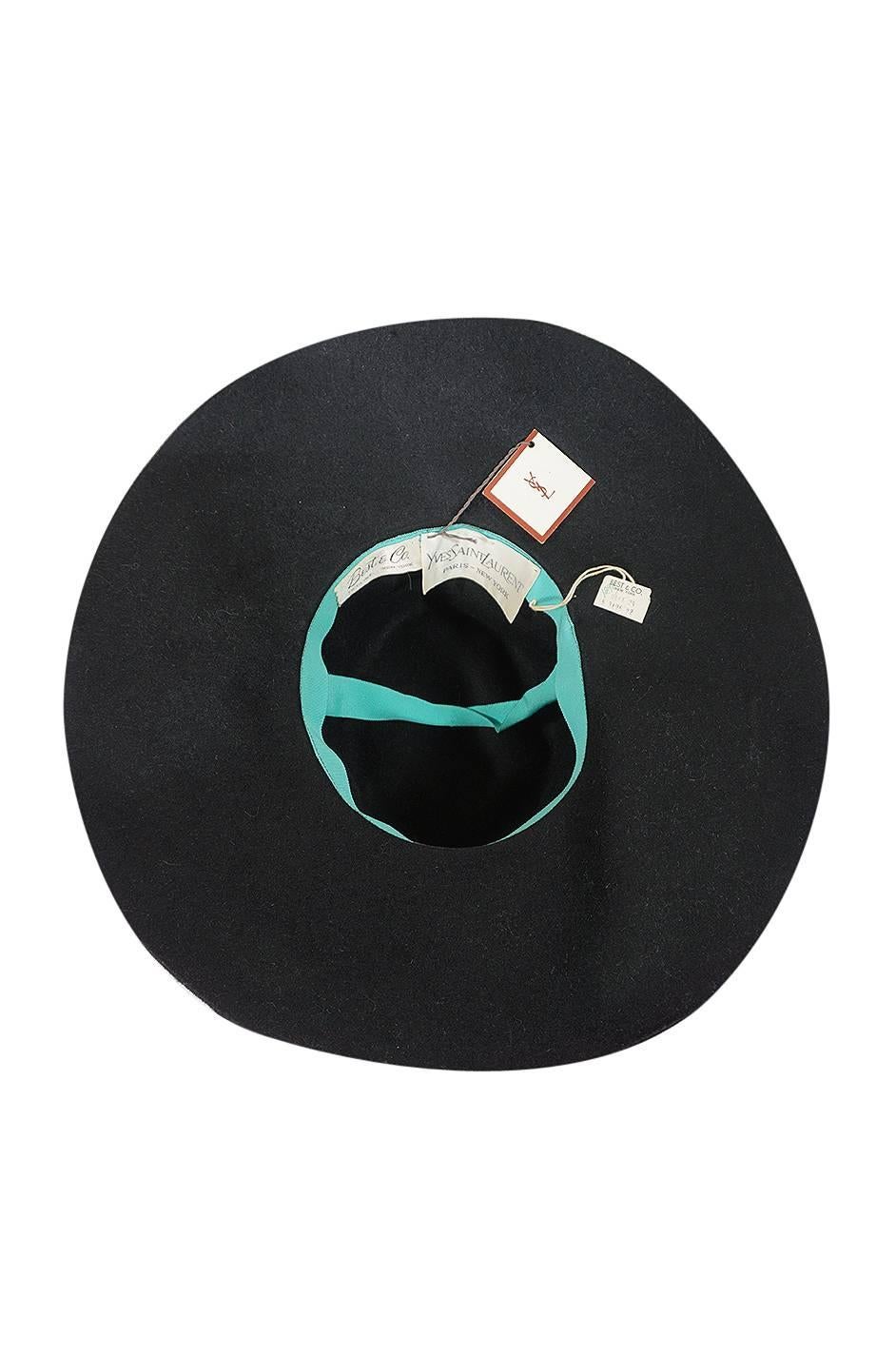 Iconic 1970s Yves Saint Laurent Wide Brim Hat 1