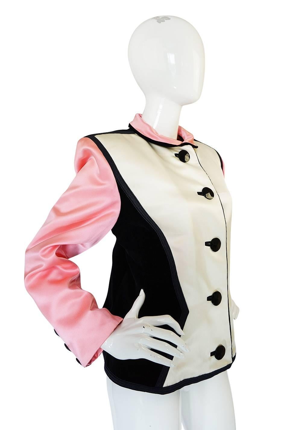 Beige 1988 Yves Saint Laurent - Giacca a blocchi di colore rosa