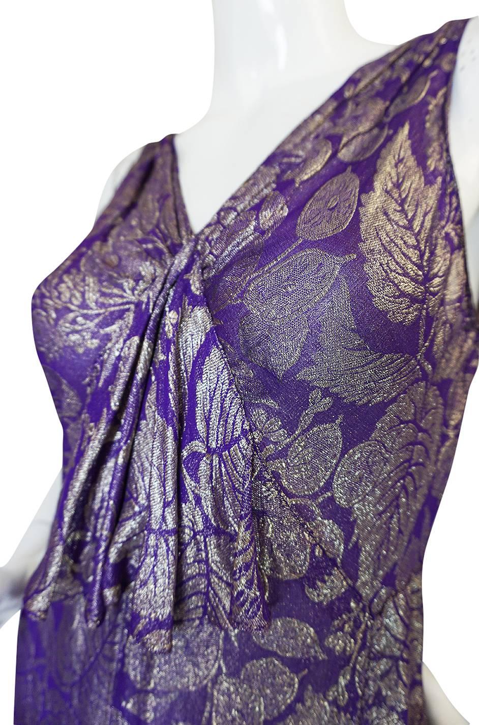 Rare & Extraordinary 1920s Purple & Gold Metallic Lame Gown 2