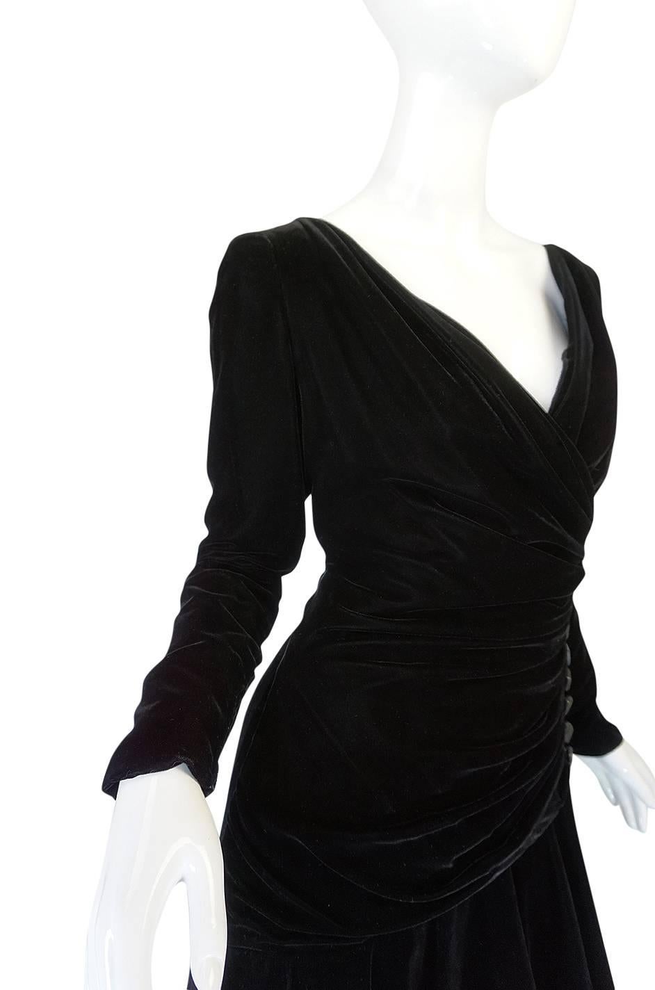 1970s Demi-Couture Black Velvet Tiered Lanvin Dress 2