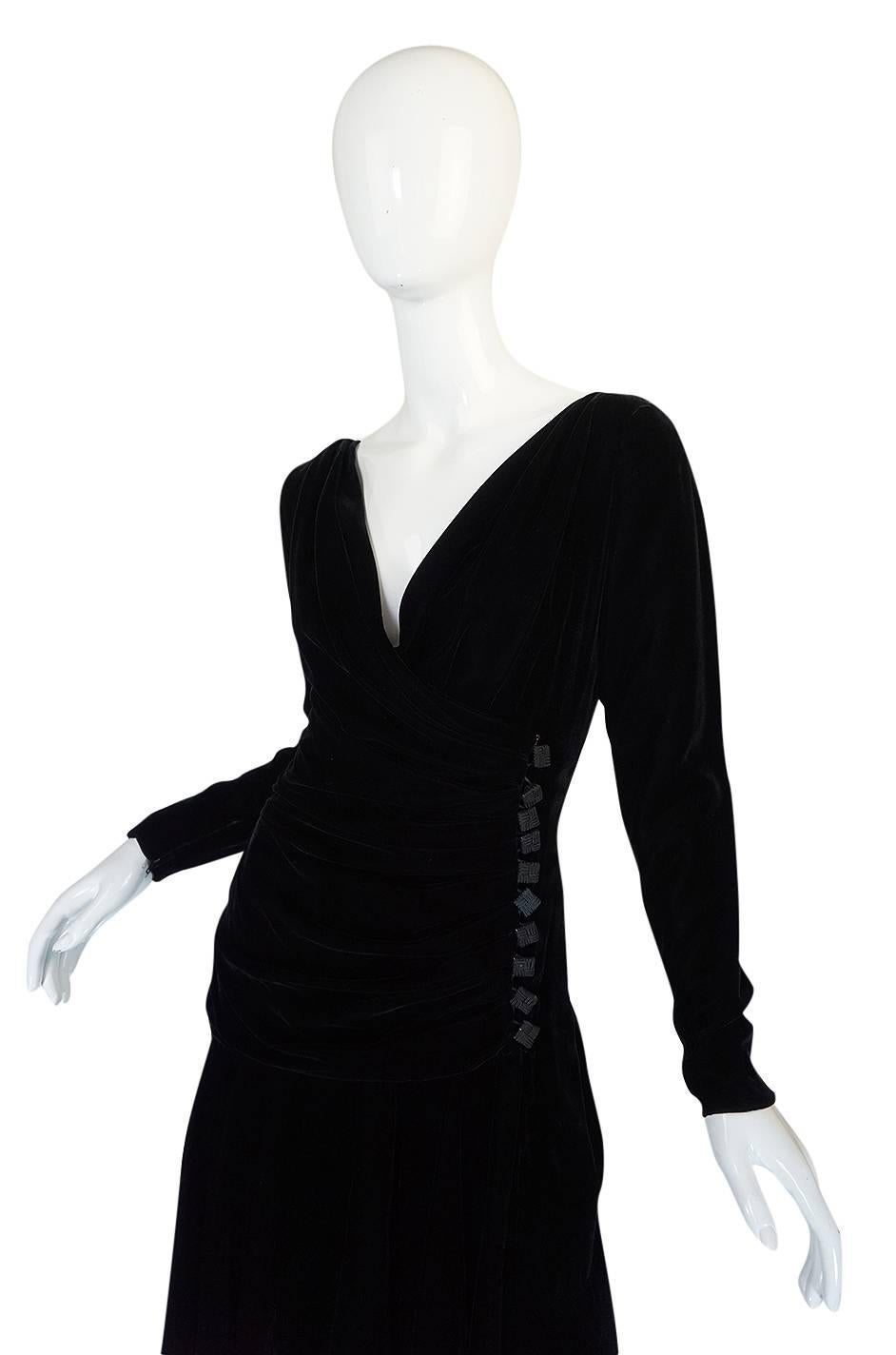 1970s Demi-Couture Black Velvet Tiered Lanvin Dress 1