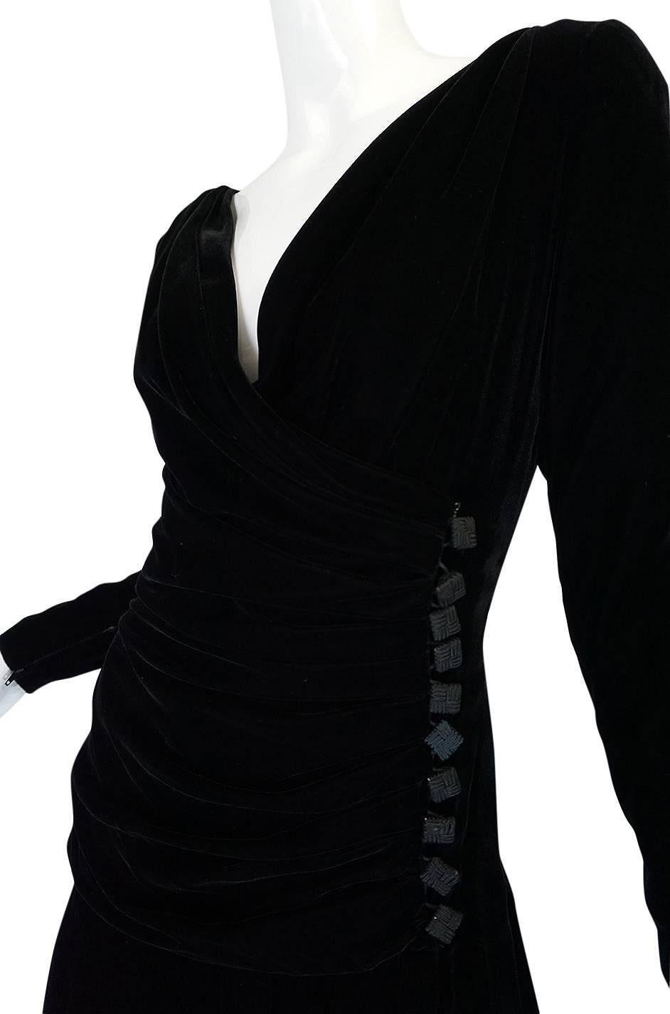 1970s Demi-Couture Black Velvet Tiered Lanvin Dress 3