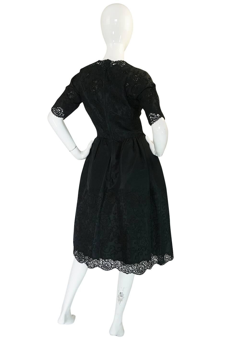 

This wonderful little black dress is from the time period that Sophie Gimbel was designing the Saks in-house ready-to-wear line and her pieces were very expensive. Most of the custom pieces like this one, had extraordinary little details and