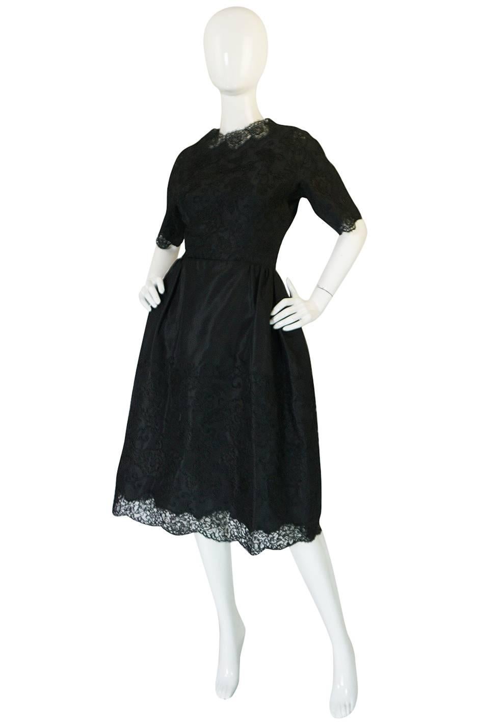 Black Dated 1960 Sophie Gimbel Attr Saks 5th Ave Soutache & Silk Dress