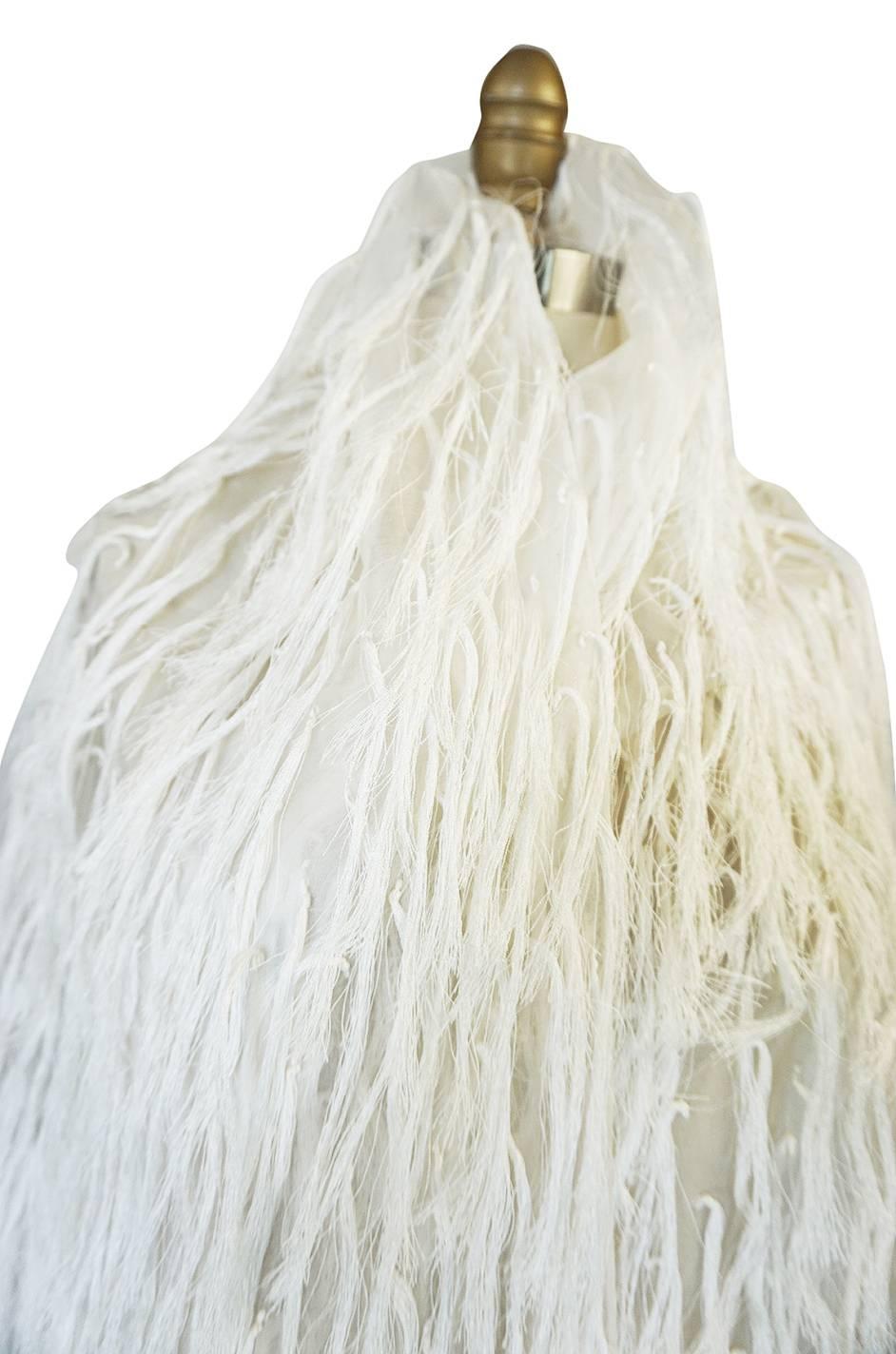 Women's or Men's c1988 Hand Knotted Fringe Dior Silk Organza Scarf