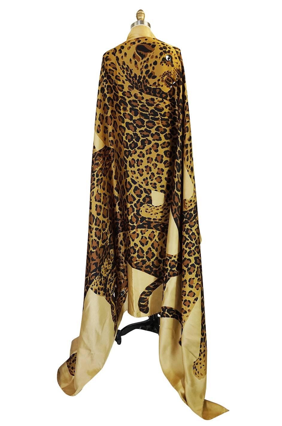 Brown F/W 1986 Rare 8' x 4.5' Yves Saint Laurent Leopard Silk Scarf