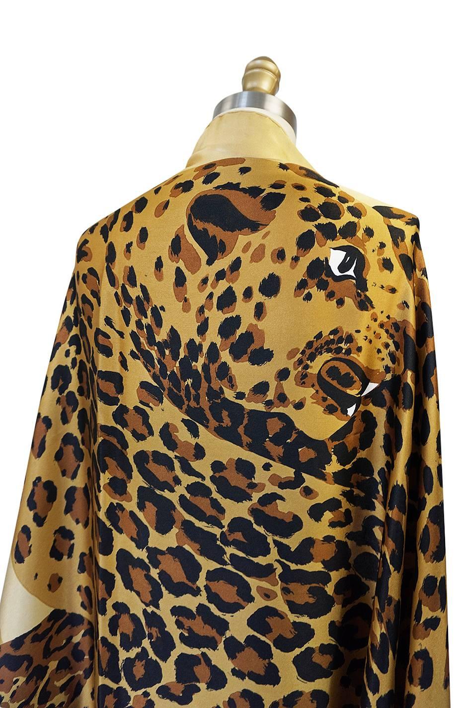 Women's or Men's F/W 1986 Rare 8' x 4.5' Yves Saint Laurent Leopard Silk Scarf