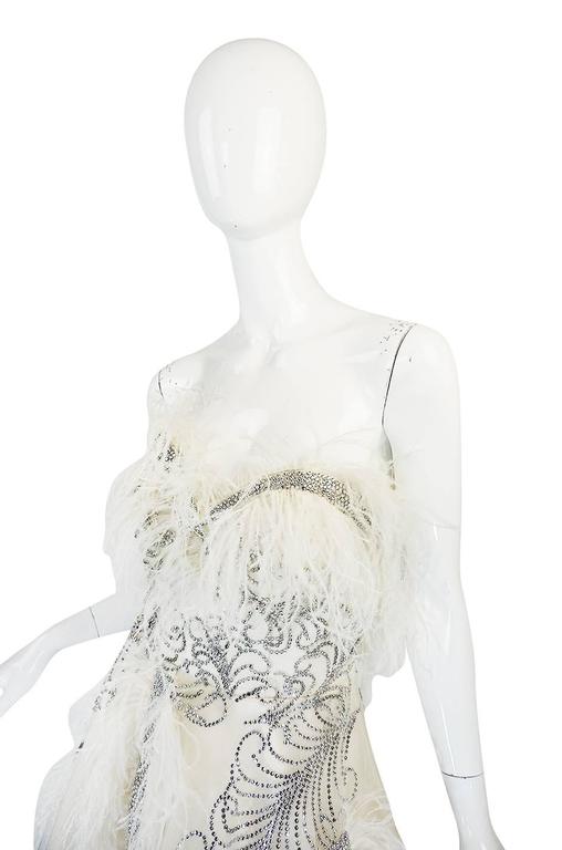 Extraordinary 1960s Feather and Rhinestone Strapless Gown at 1stDibs