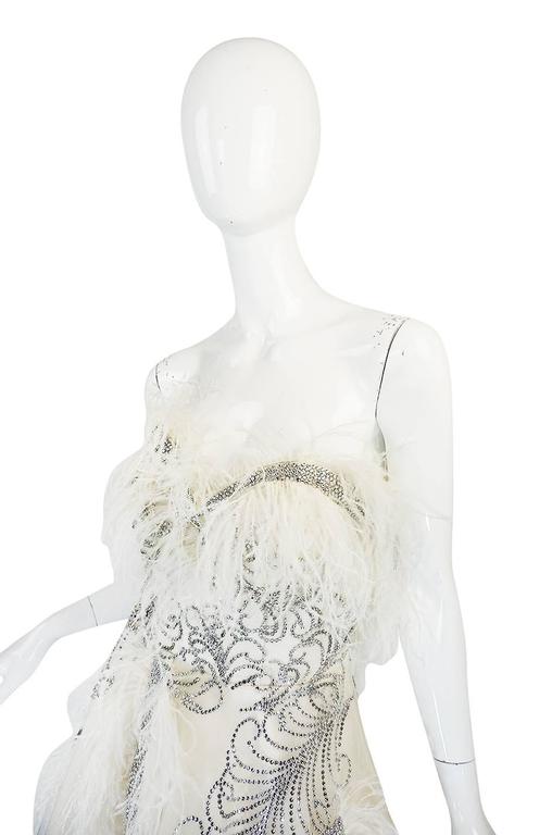 Extraordinary 1960s Feather & Rhinestone Strapless Gown