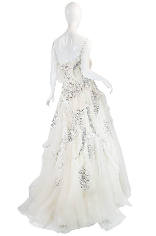 Extraordinary 1960s Feather and Rhinestone Strapless Gown at 1stdibs