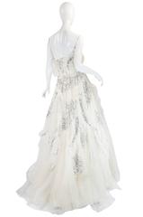 Extraordinary 1960s Feather & Rhinestone Strapless Gown