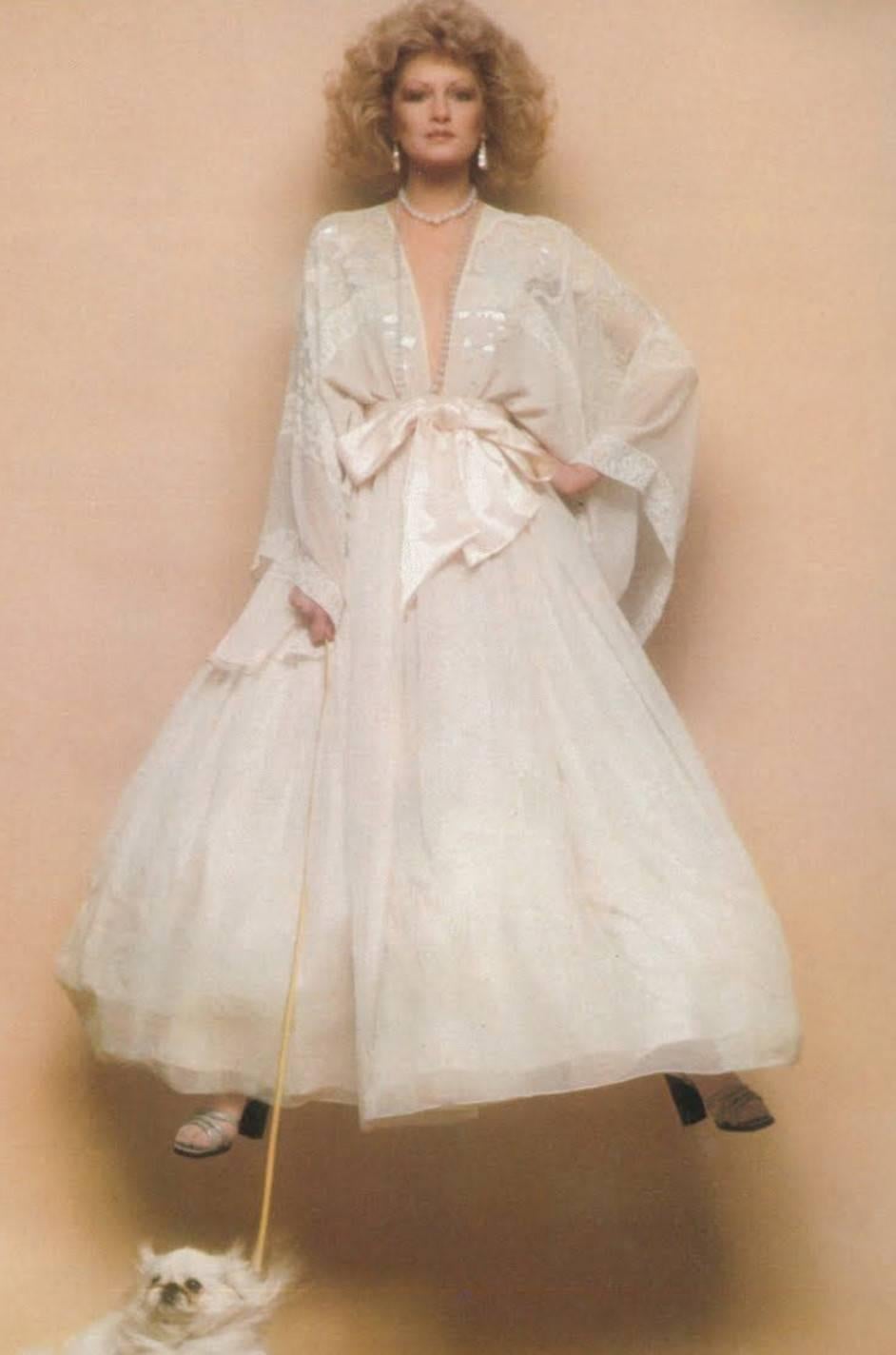 Ethereal 1974 Zandra Rhodes White Lillies of the Field Dress 4
