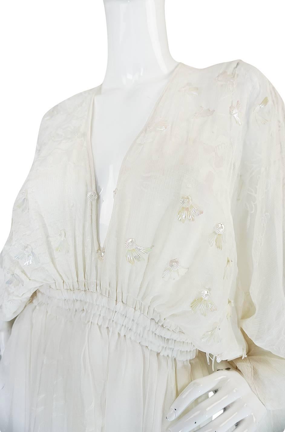 Ethereal 1974 Zandra Rhodes White Lillies of the Field Dress 2