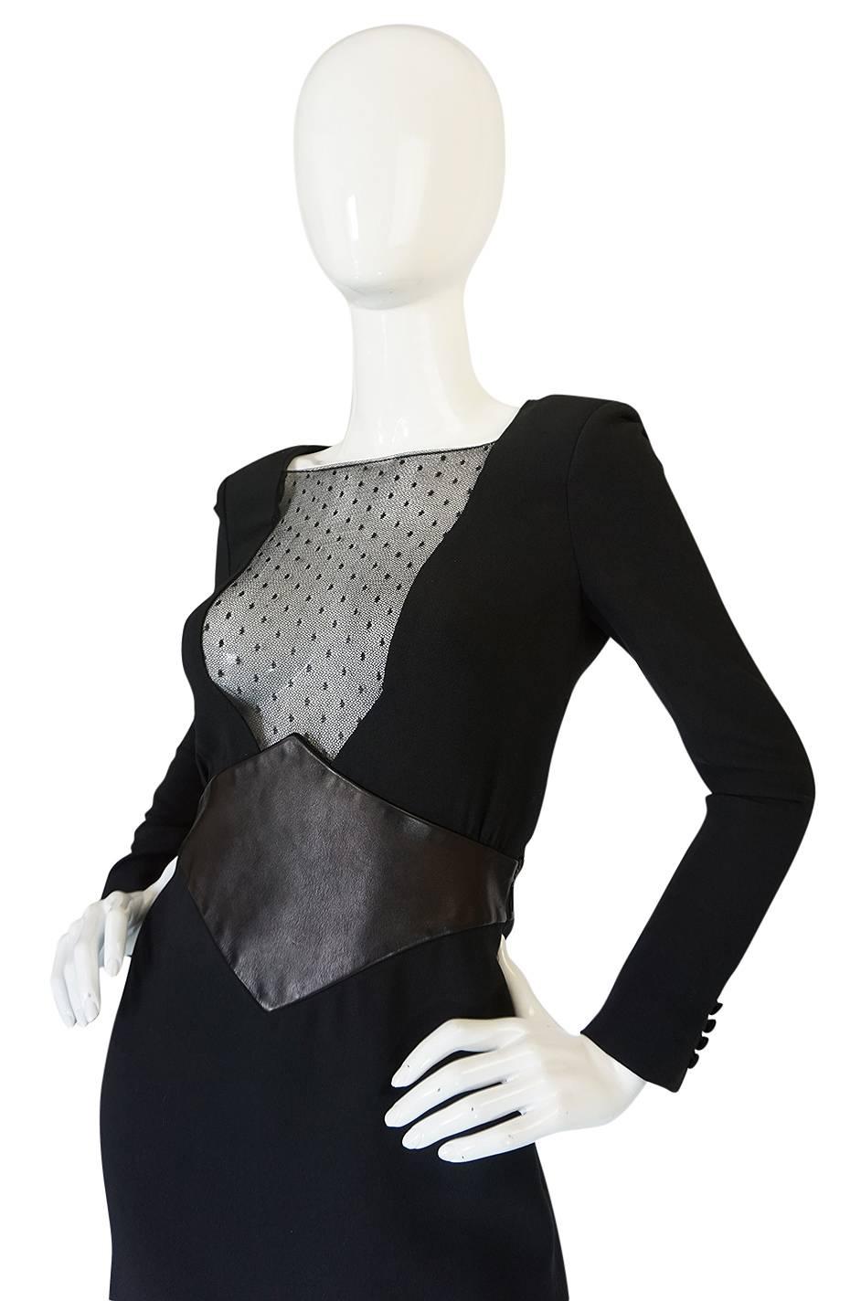 c2014 Hedi Slimane for Saint Laurent Lace & Leather Dress 1