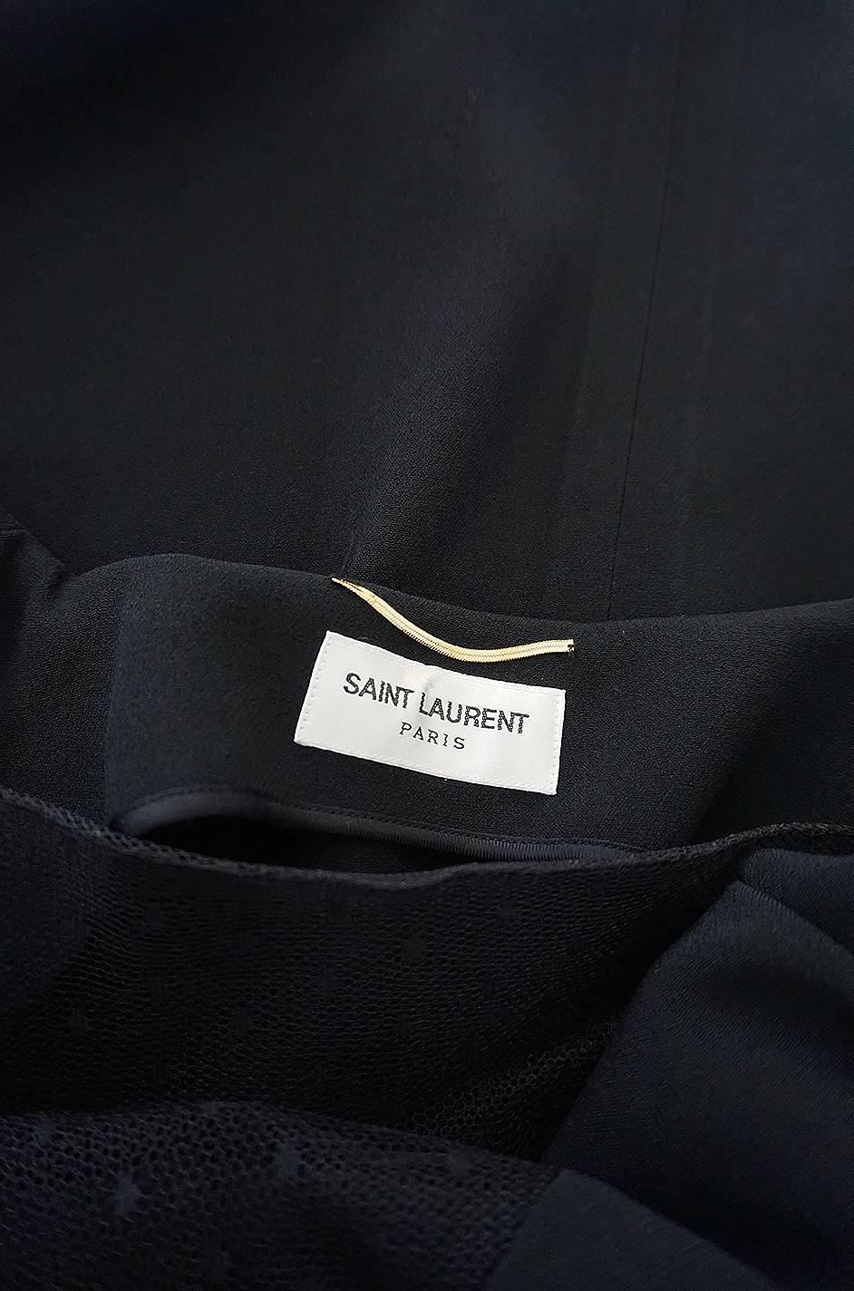 c2014 Hedi Slimane for Saint Laurent Lace & Leather Dress 3