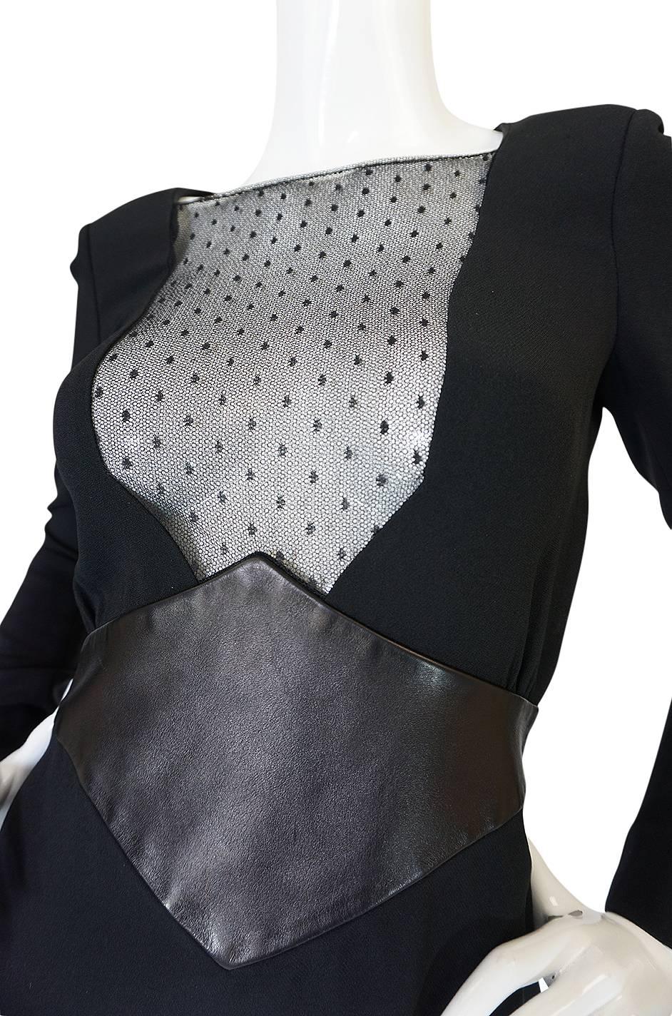 c2014 Hedi Slimane for Saint Laurent Lace & Leather Dress 2