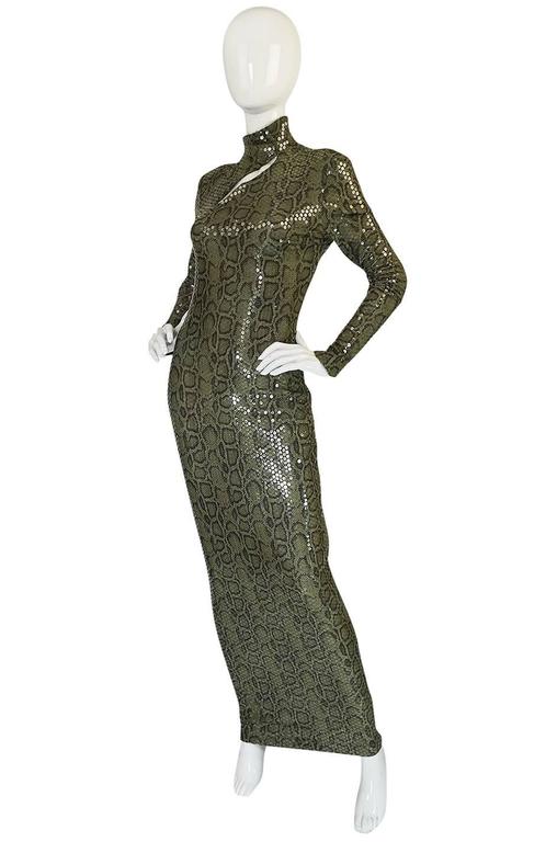 Iconic S/S 1983 Thierry Mugler Sequin Snakeskin Python Dress at 1stDibs