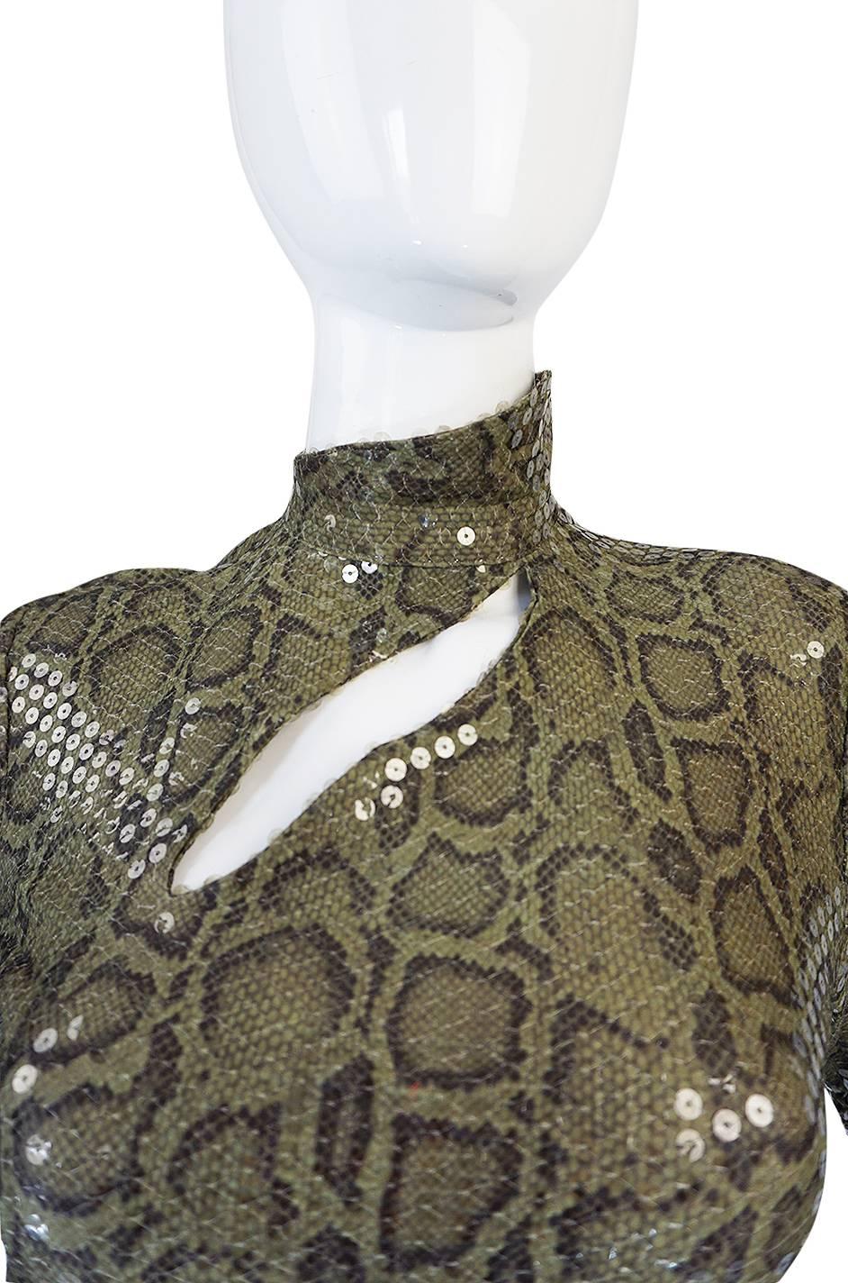 Women's Iconic S/S 1983 Thierry Mugler Sequin Snakeskin Python Dress