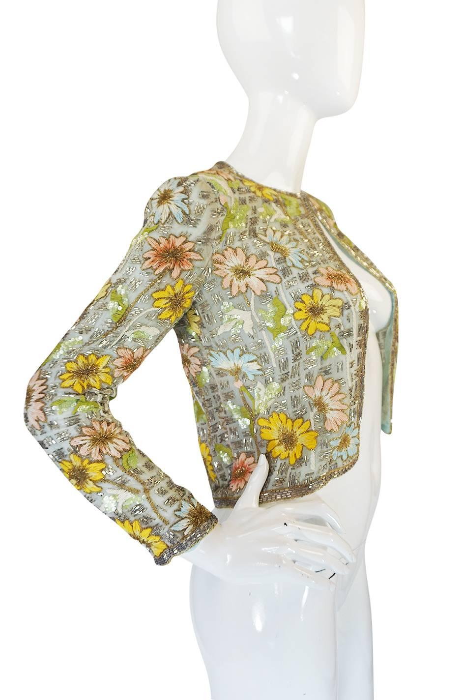 Brown 1970s Chanel Haute Couture Lesage Bead, Sequin & Embroidered Silk Jacket