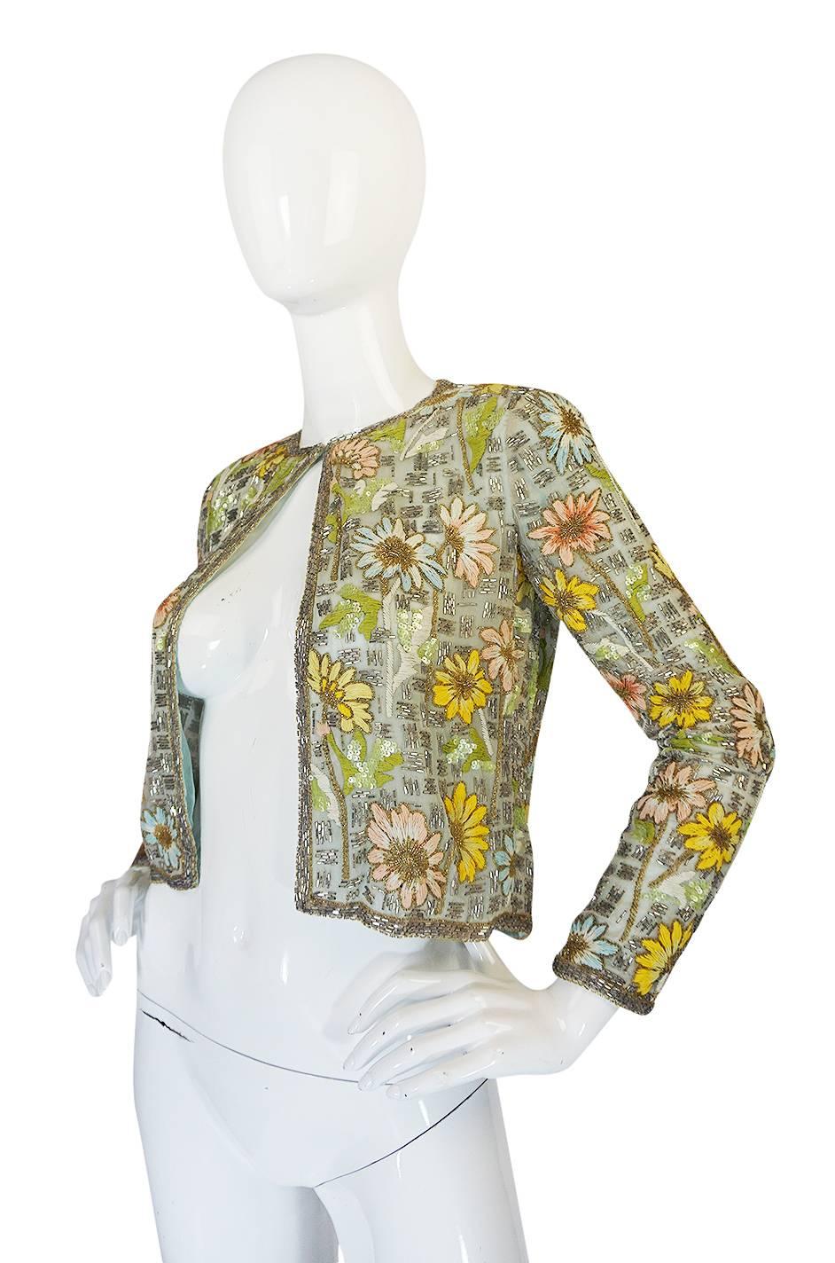 1970s Chanel Haute Couture Lesage Bead, Sequin & Embroidered Silk Jacket In Excellent Condition In Rockwood, ON