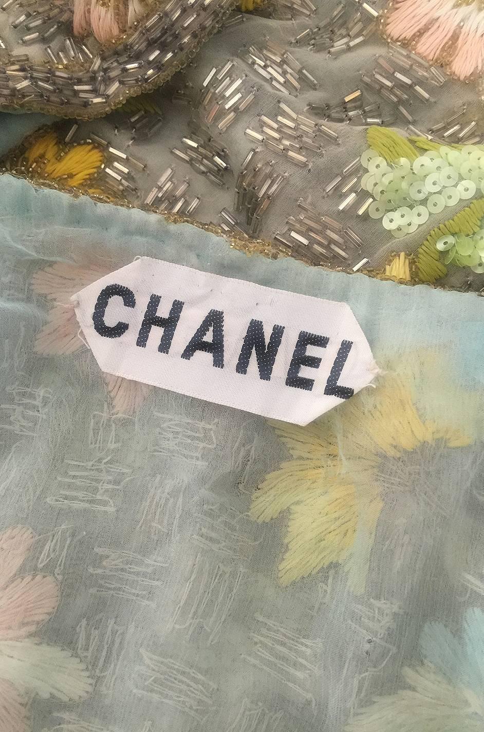 1970s Chanel Haute Couture Lesage Bead, Sequin & Embroidered Silk Jacket 3