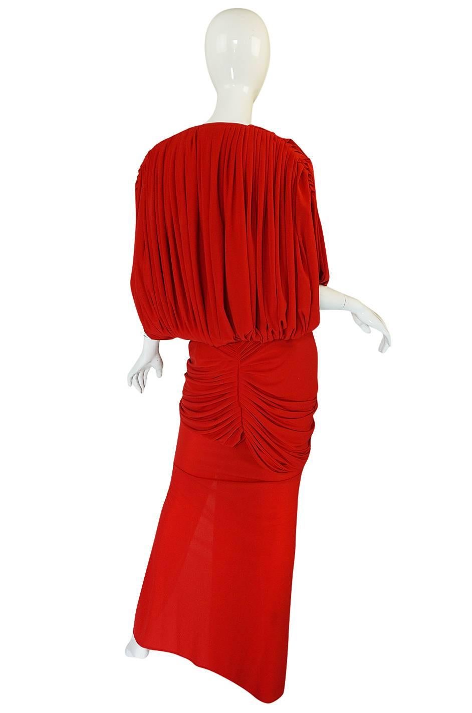 Women's 1980s Red Jersey Norma Kamali Multi Wear Dress Set