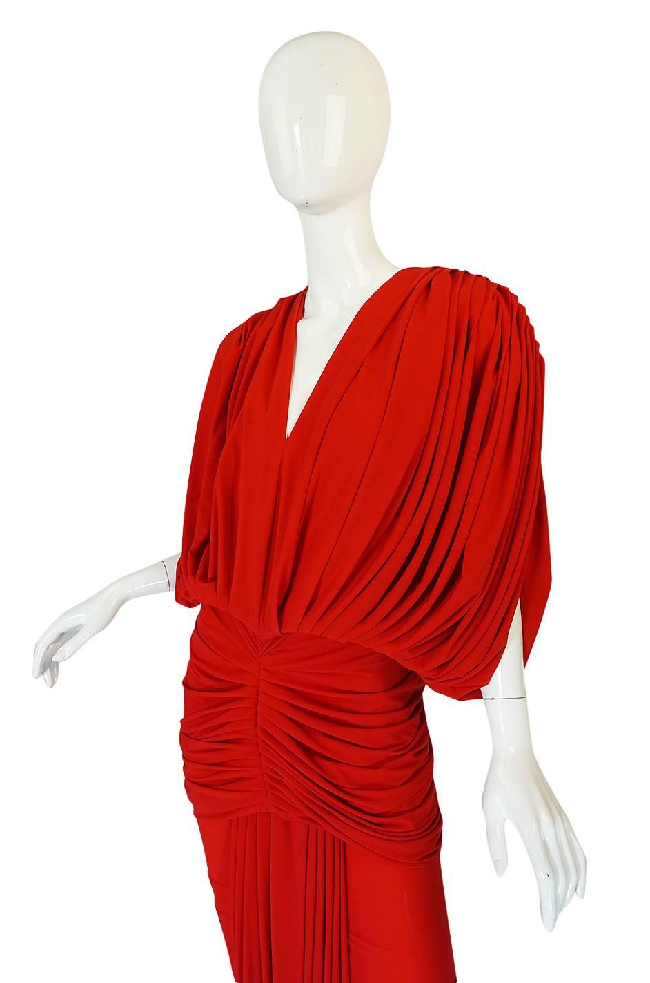 1980s Red Jersey Norma Kamali Multi Wear Dress Set 1