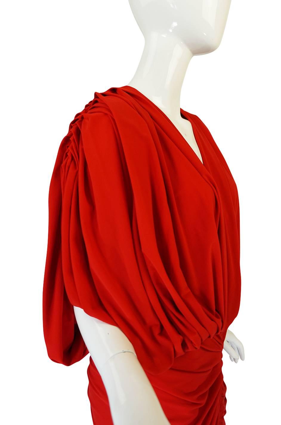 1980s Red Jersey Norma Kamali Multi Wear Dress Set 5