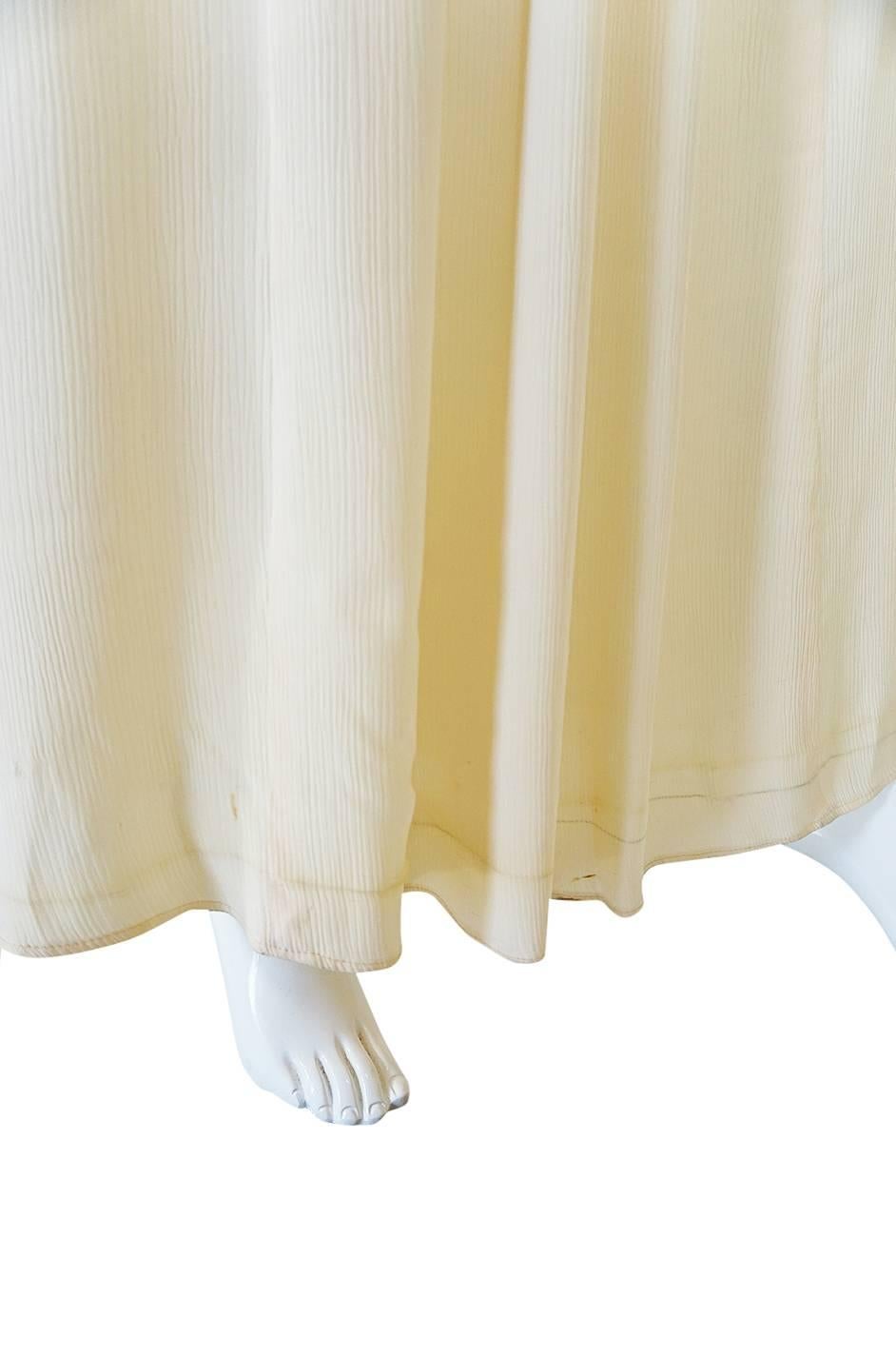 Rare 1960s Ossie Clark Cream Fortuny Pleat Plunge Dress 4