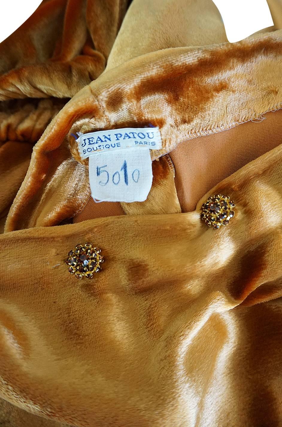 1930s Jean Patou Couture Golden Silk Velvet Wrap Gown 5