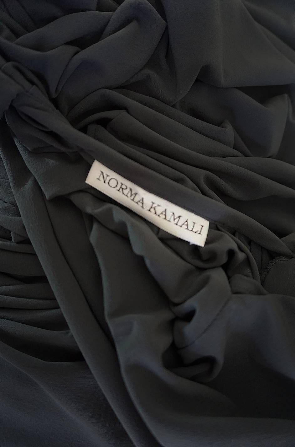 1980s Gray Norma Kamali Jersey Dress & Shawl Set 5