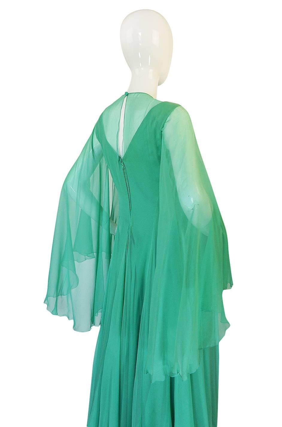 1970s Stavropoulos Couture Romantic Layered Silk Chiffon Dress In Excellent Condition In Rockwood, ON