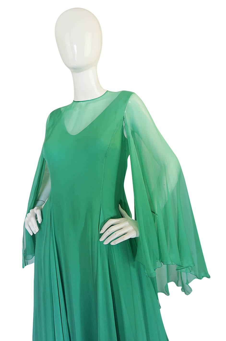 1970s Stavropoulos Couture Romantic Layered Silk Chiffon Dress 2