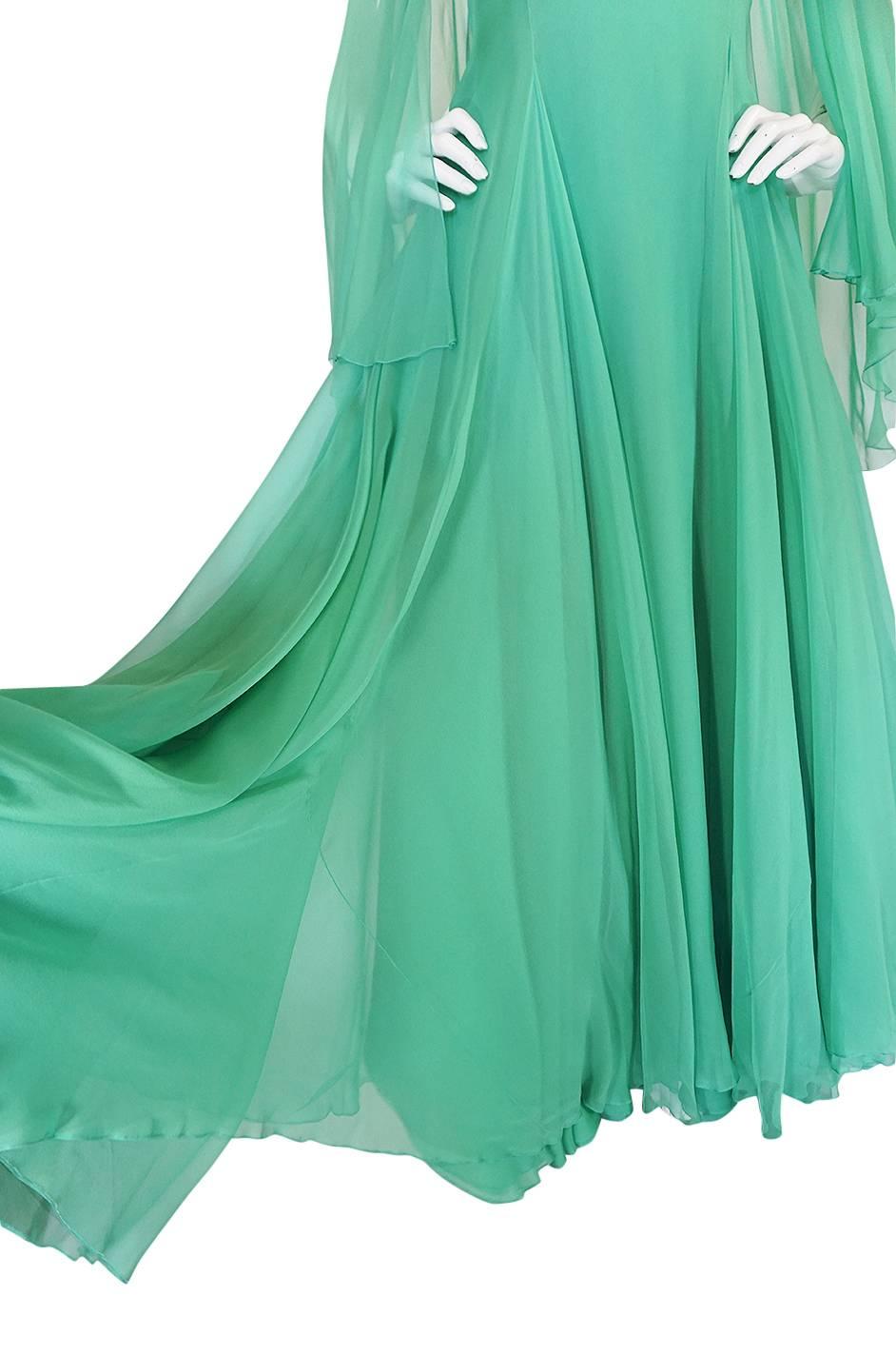 Women's 1970s Stavropoulos Couture Romantic Layered Silk Chiffon Dress