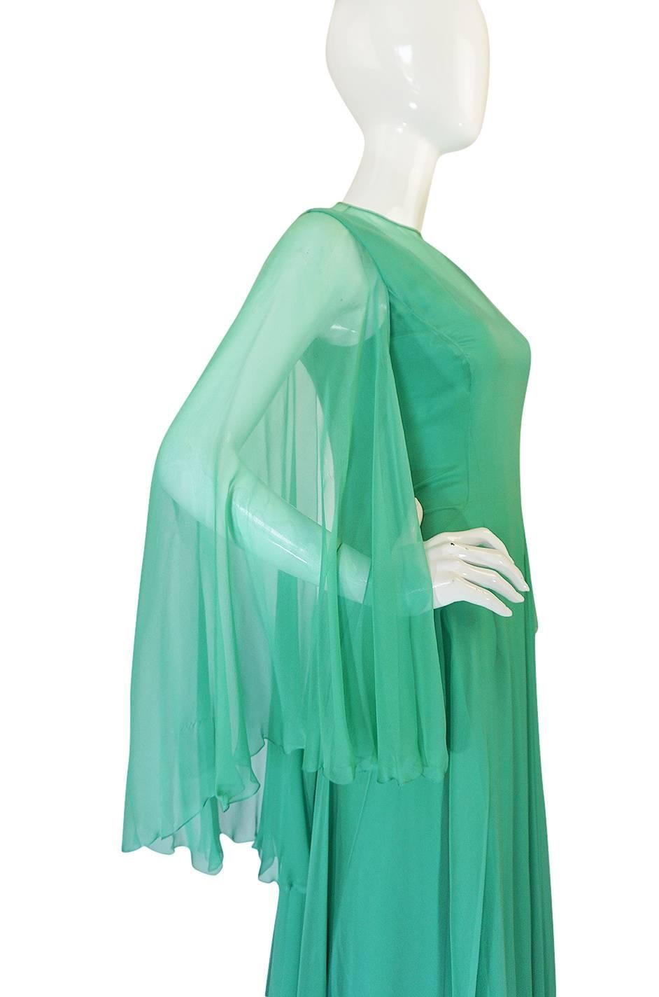 1970s Stavropoulos Couture Romantic Layered Silk Chiffon Dress 1