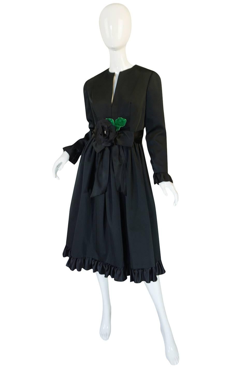 Stunning 1960s Black Silk Satin Sarmi Cocktail Dress In Excellent Condition In Rockwood, ON