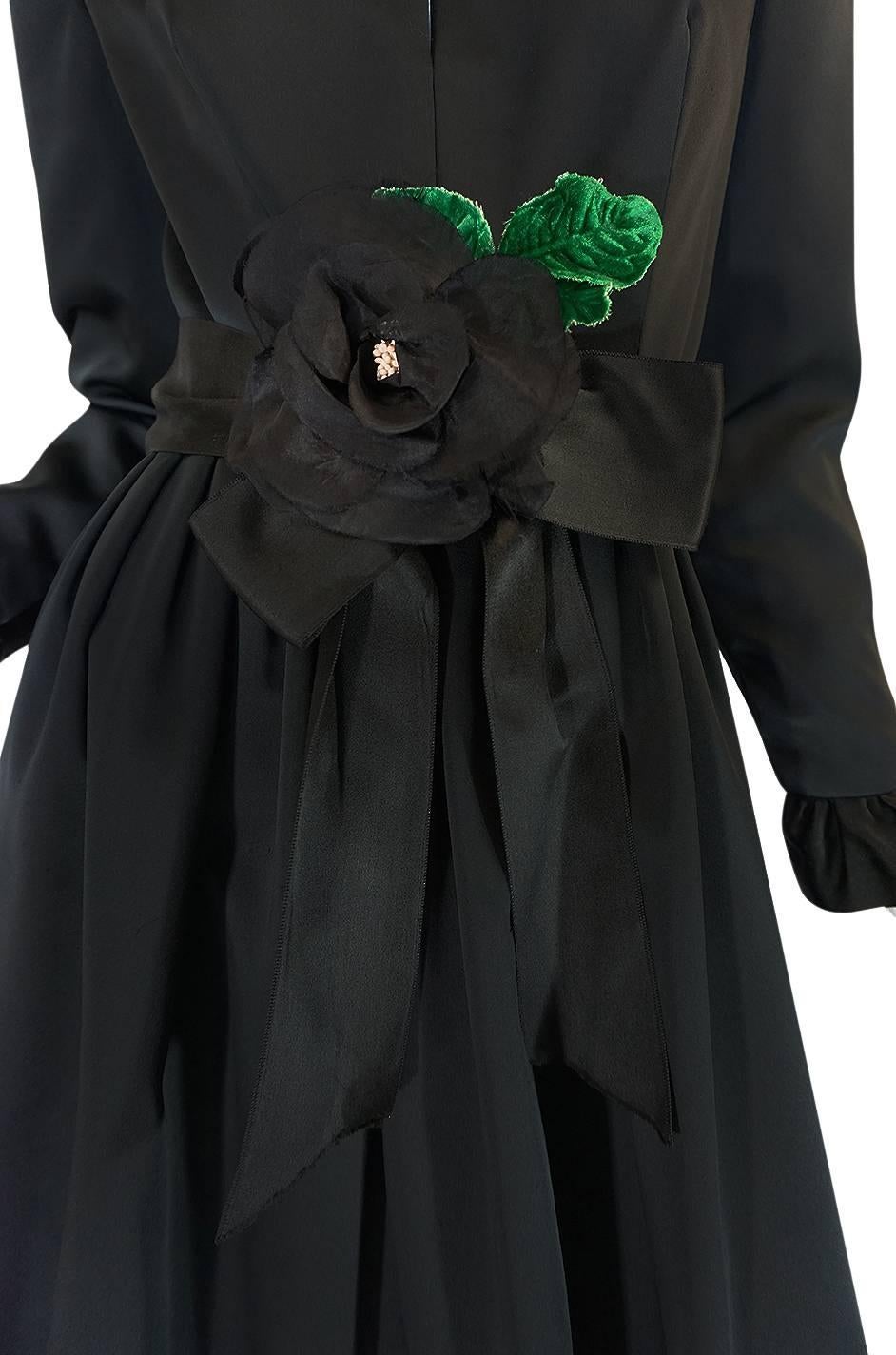 Stunning 1960s Black Silk Satin Sarmi Cocktail Dress 3