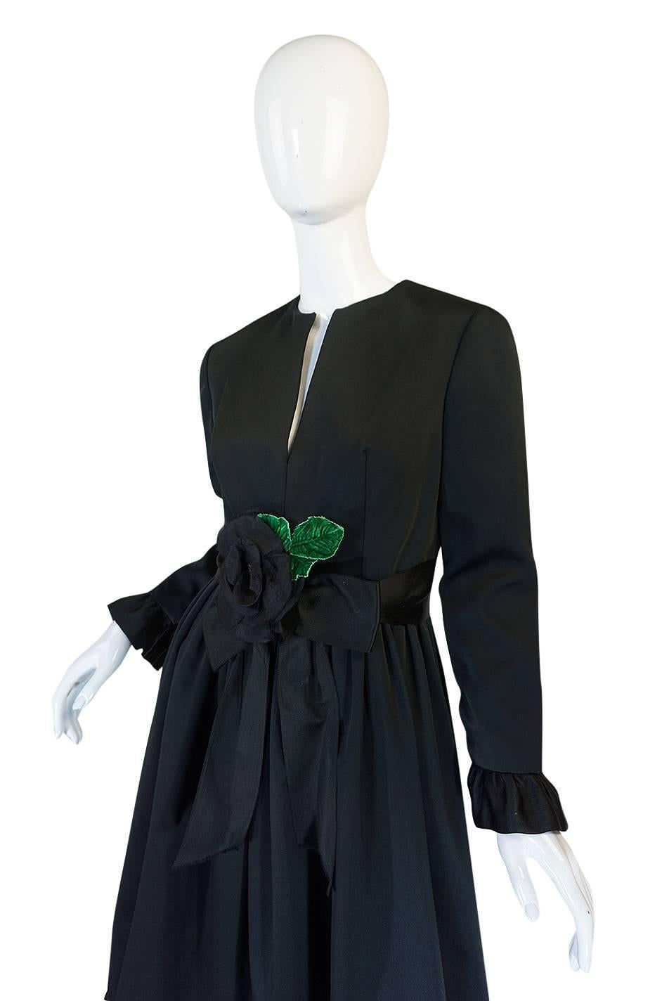 Stunning 1960s Black Silk Satin Sarmi Cocktail Dress 1