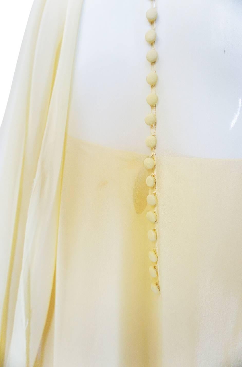 1970s Yellow Silk Chiffon Stavropoulos Caftan Dress 4