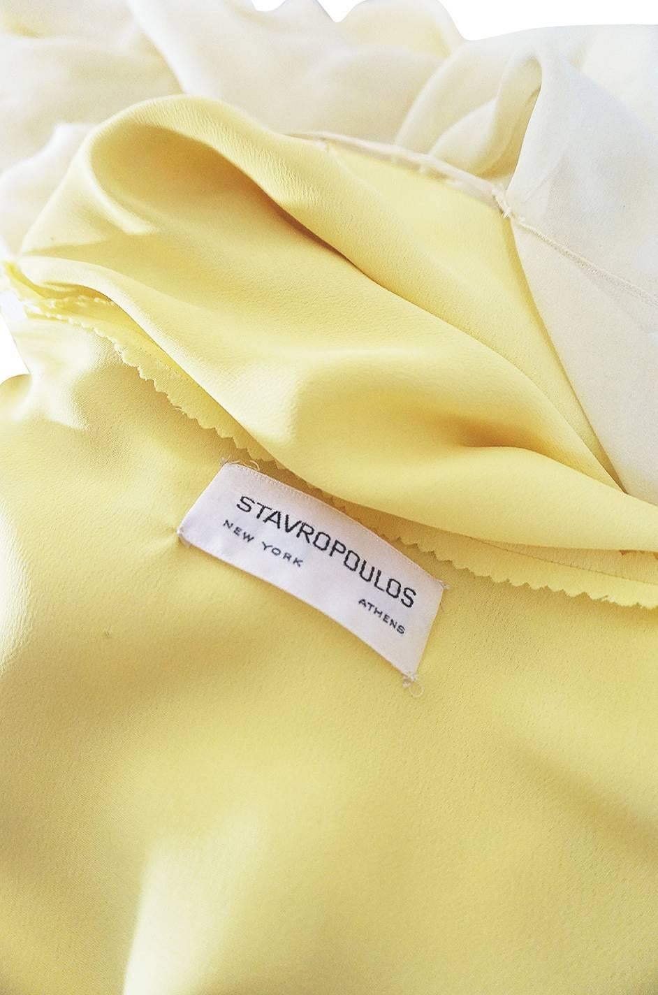 1970s Yellow Silk Chiffon Stavropoulos Caftan Dress 6
