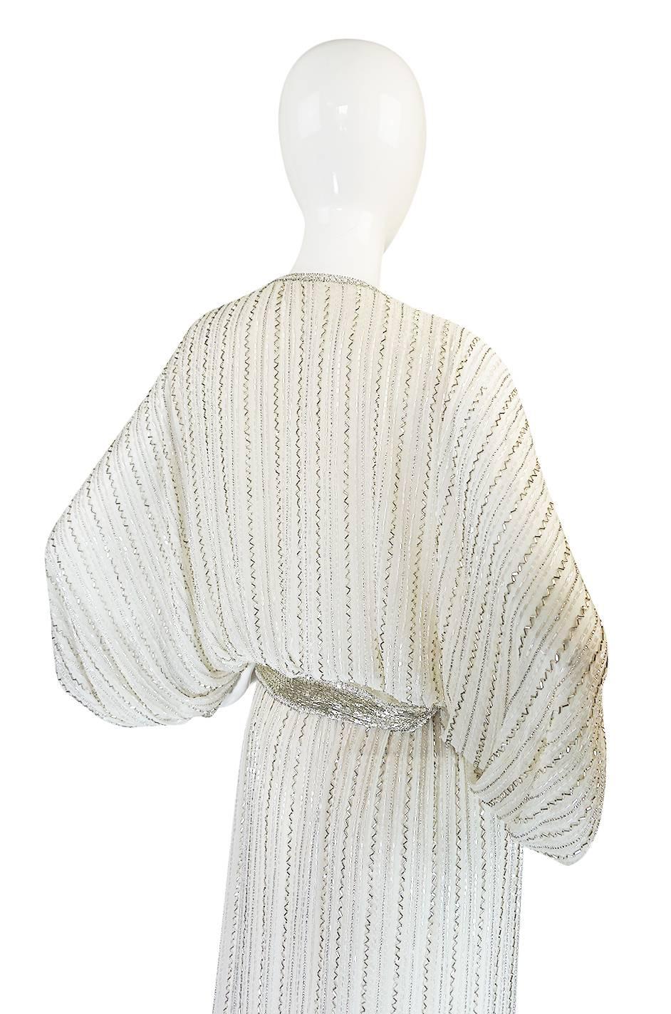 Incredible 1970s Bob Mackie Heavily Beaded Silk Dress 1