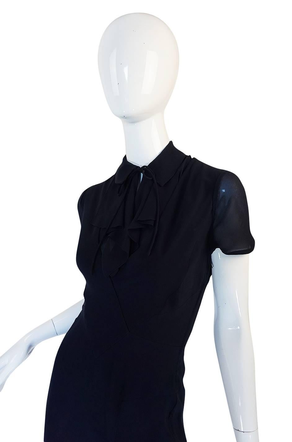 c1968 Guy Laroche Haute Couture Navy Silk Dress Ensemble 1