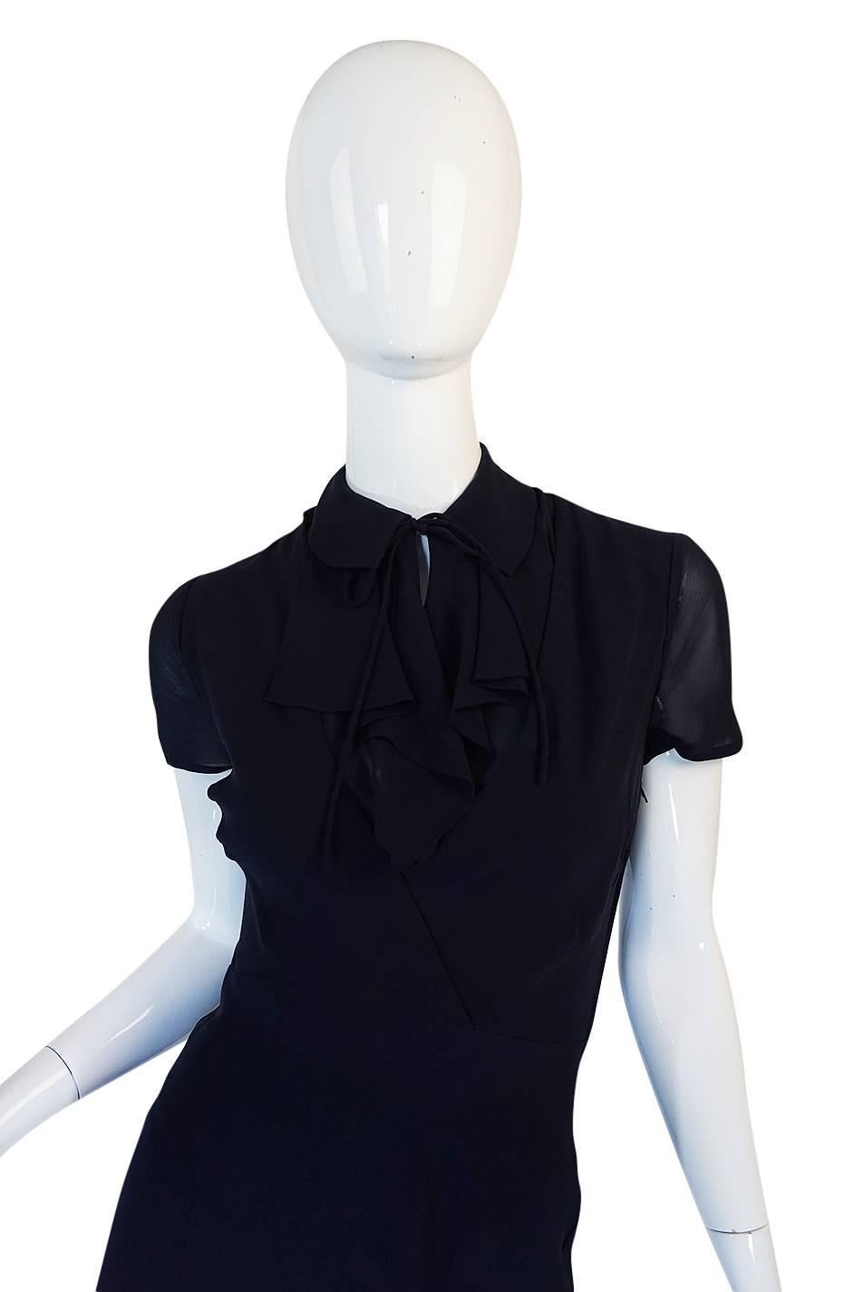 c1968 Guy Laroche Haute Couture Navy Silk Dress Ensemble 2