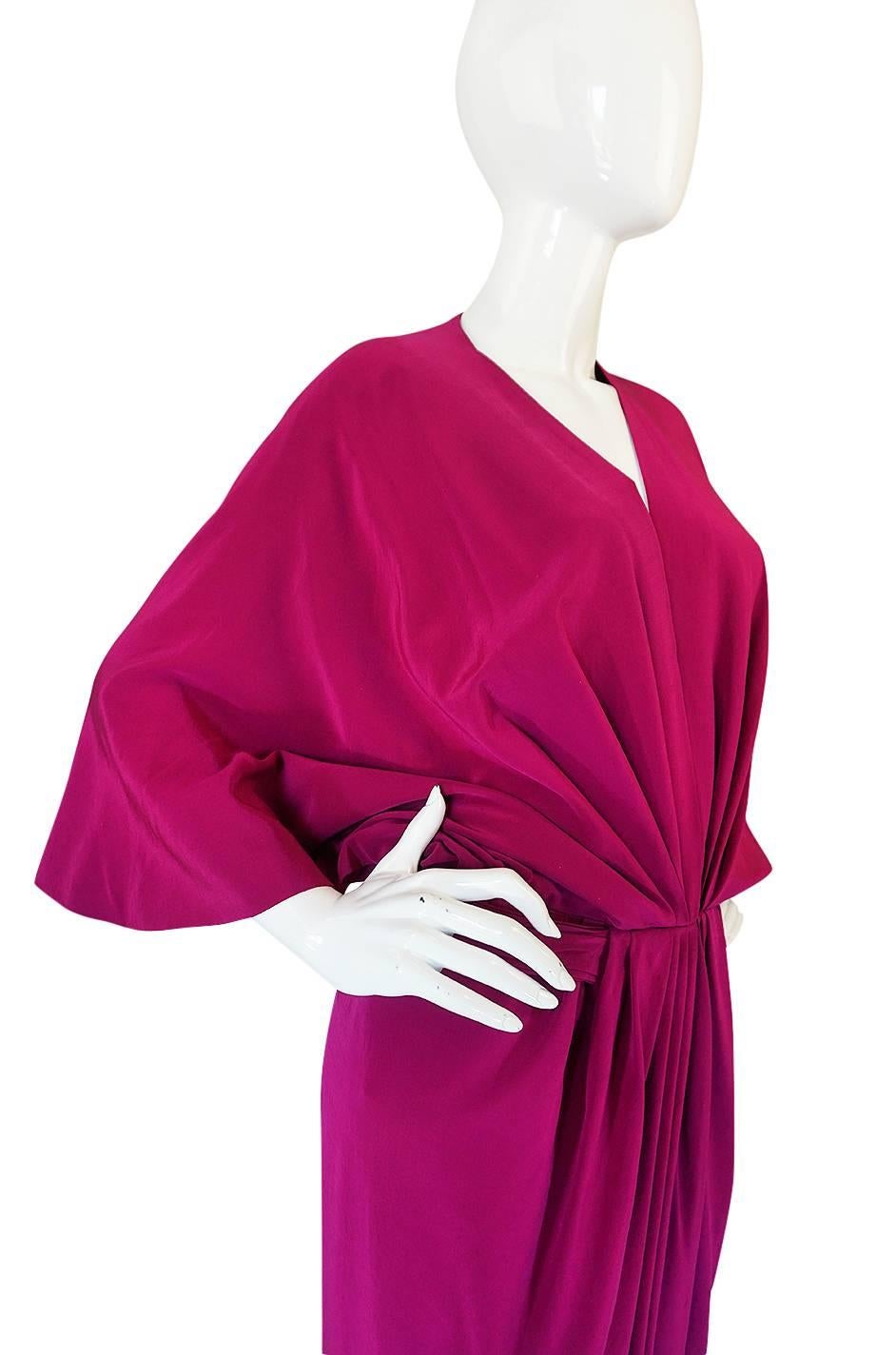 1960s Jean Patou Numbered Haute Couture Draped Silk Dress 2