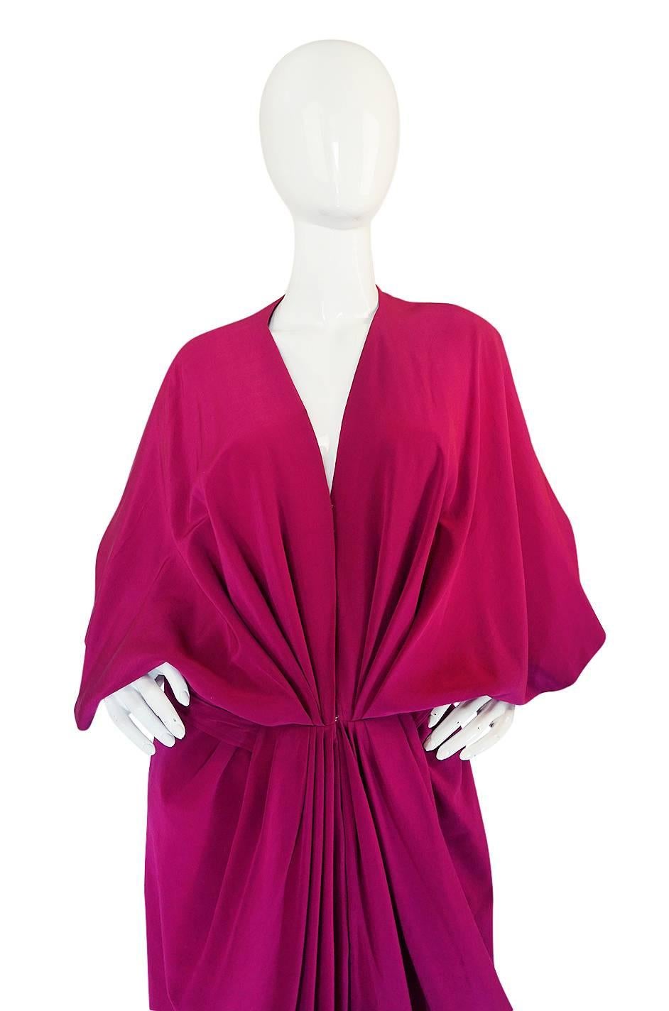 1960s Jean Patou Numbered Haute Couture Draped Silk Dress In Excellent Condition In Rockwood, ON