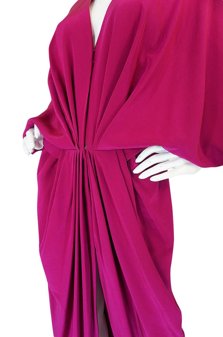 1960s Jean Patou Numbered Haute Couture Draped Silk Dress 3