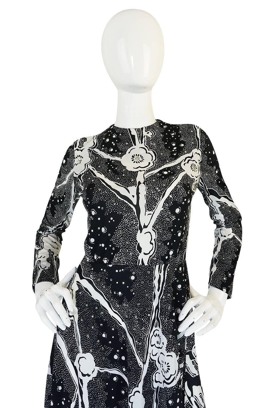 Women's 1960s Donald Brooks Rhinestone Scattered Jersey Dress