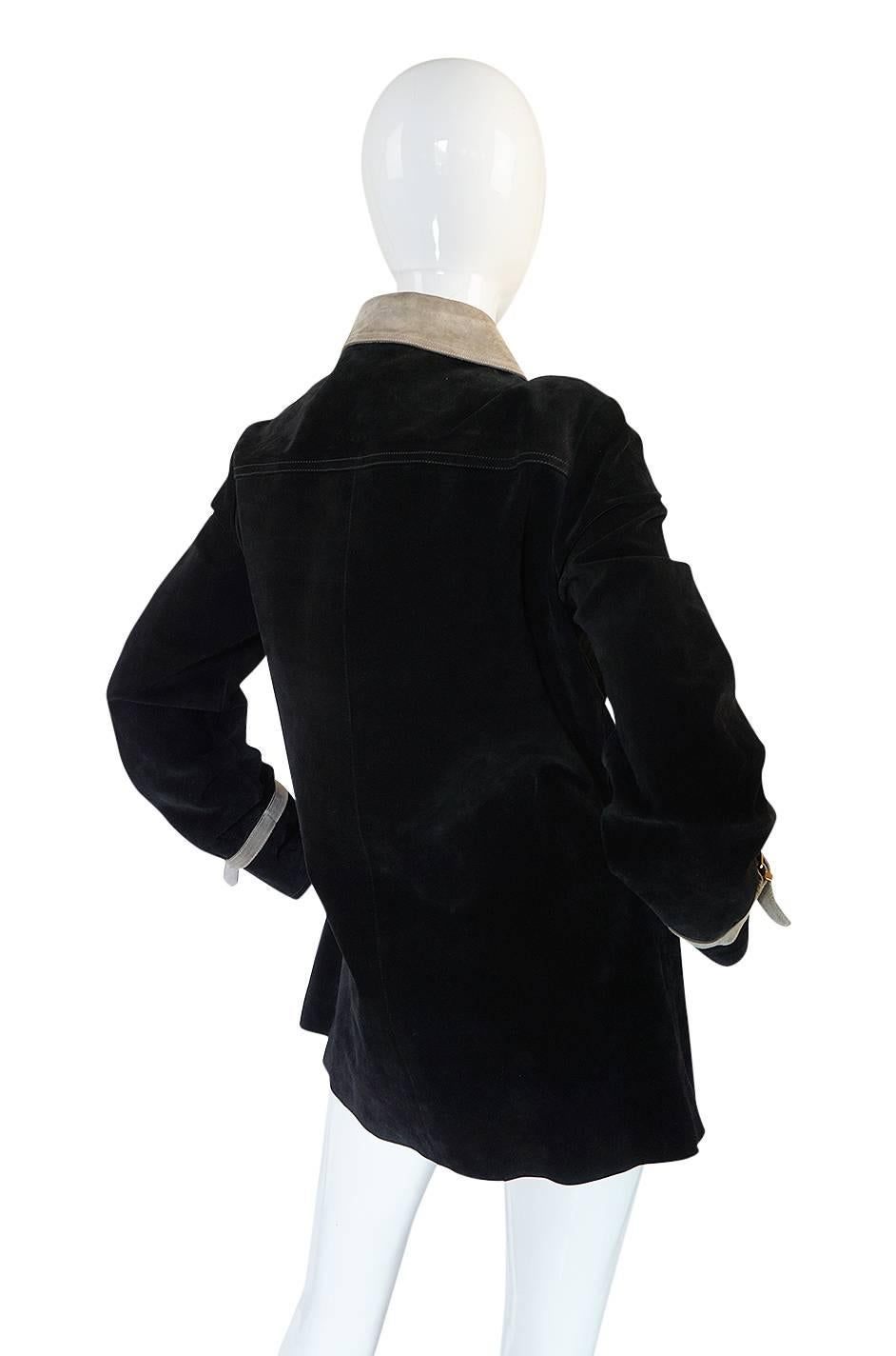 Black 1970s Gucci Suede Jacket With Embroidered Pheasants