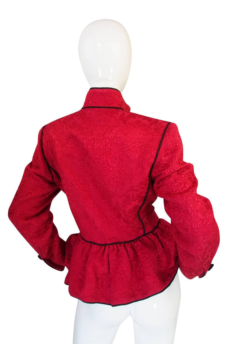 Yves Saint Laurent Documented F/W 1990-91 Red Jacket In Excellent Condition In Rockwood, ON