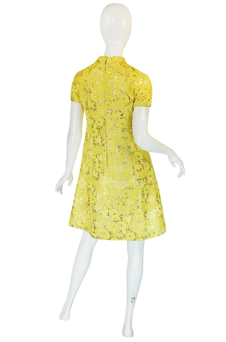 

We had an Oscar dress a couple of years back that we successfully dated based on a piece held at The Met and this dress has the same collar detail as that so I am sure it is also from the 1968 time period. That clue along with the early Oscar